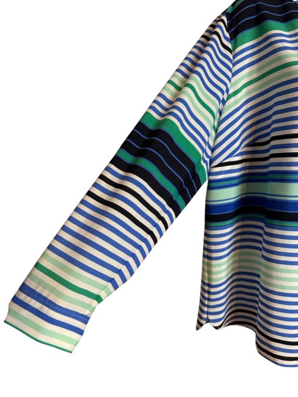 TALBOT'S  Blue, Green & White Striped V‑Neck Spring/Summer Top  2X/PETITE    #10 - Picture 3 of 6